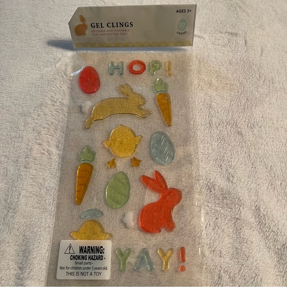 Window Gel Clings Reusable and Washable Easter Bunny Chicks Eggs Hop Yay Decor